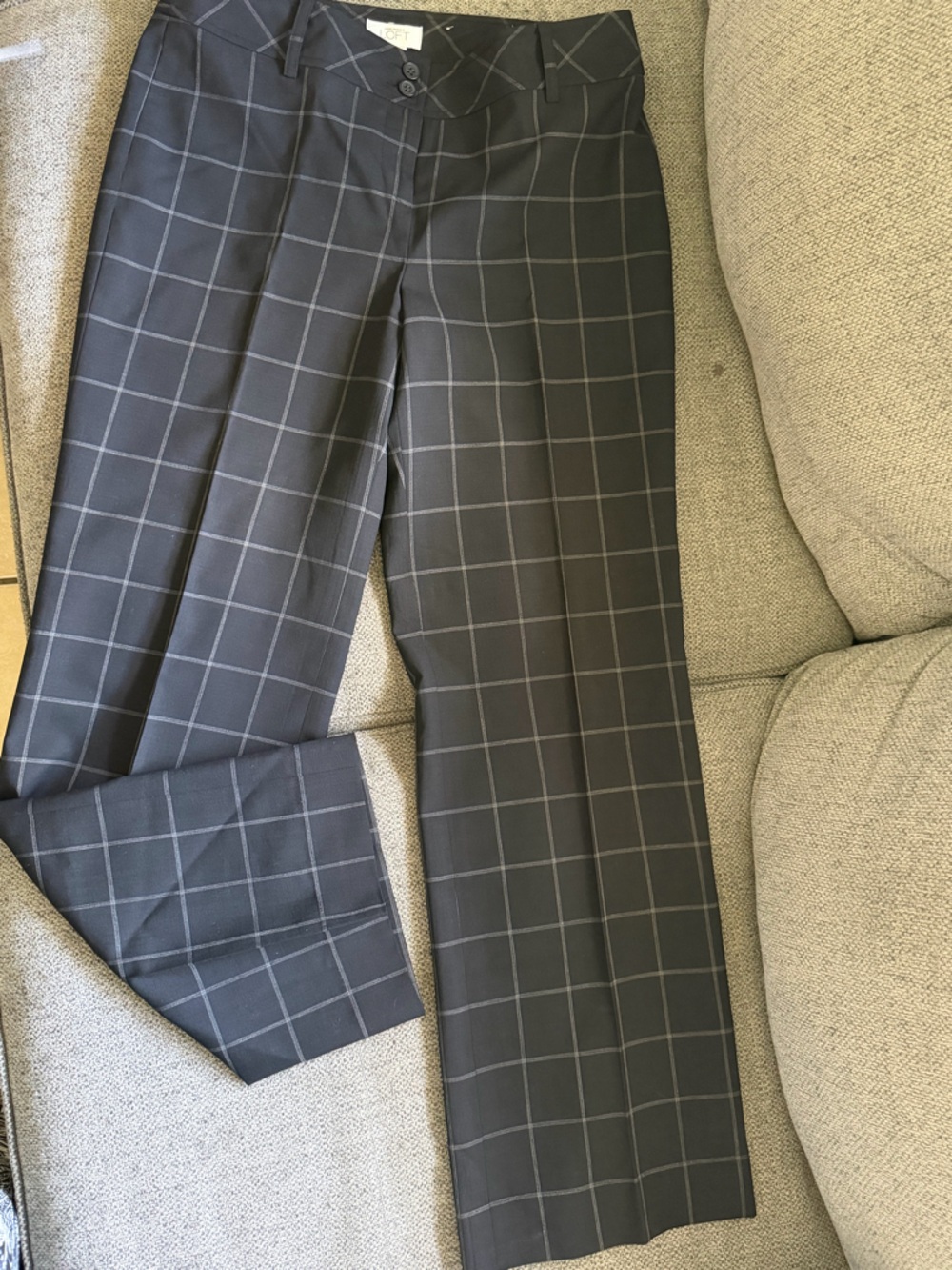LOFT Black Windowpane Dress Pants